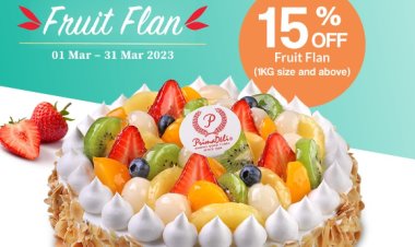 Prima Deli Fruit Flan cake @ $15% off for 1kg and above till 31 March