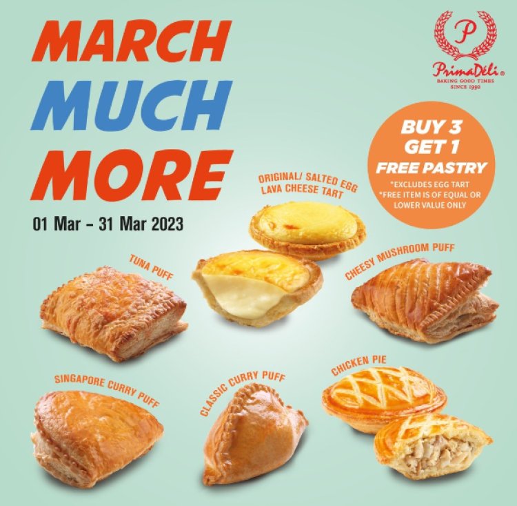 Prima Deli Buy 3 free 1 pastry puff cheese tart pie till 31 March