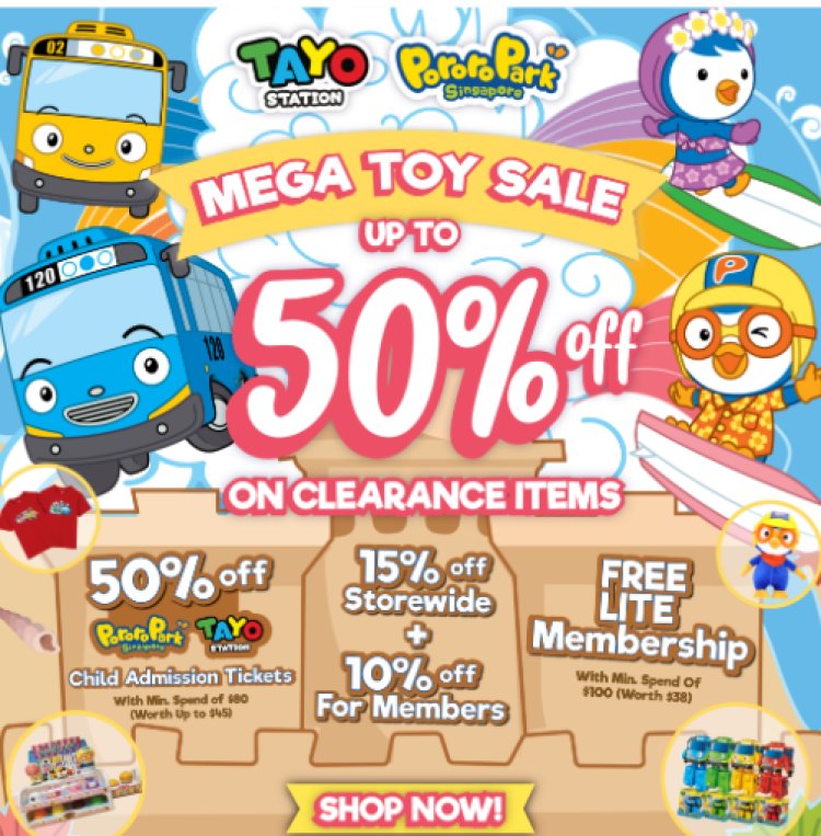 Pororo and Tayo’s Mega Toy Sale up to 50% off from 10 – 19 March