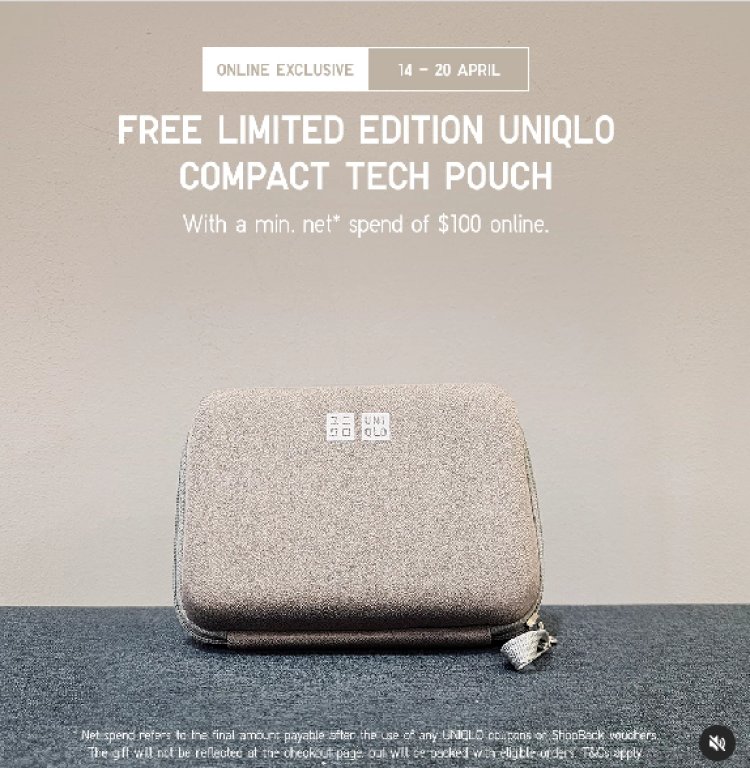Uniqlo free limited edition compact tech pouch min spend $100 online