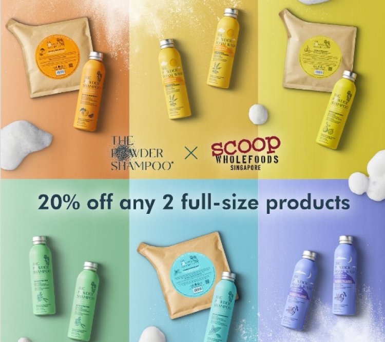 The Powder Shampoo x Scoop Wholefoods 20% off for any 2 full size products till 31 May
